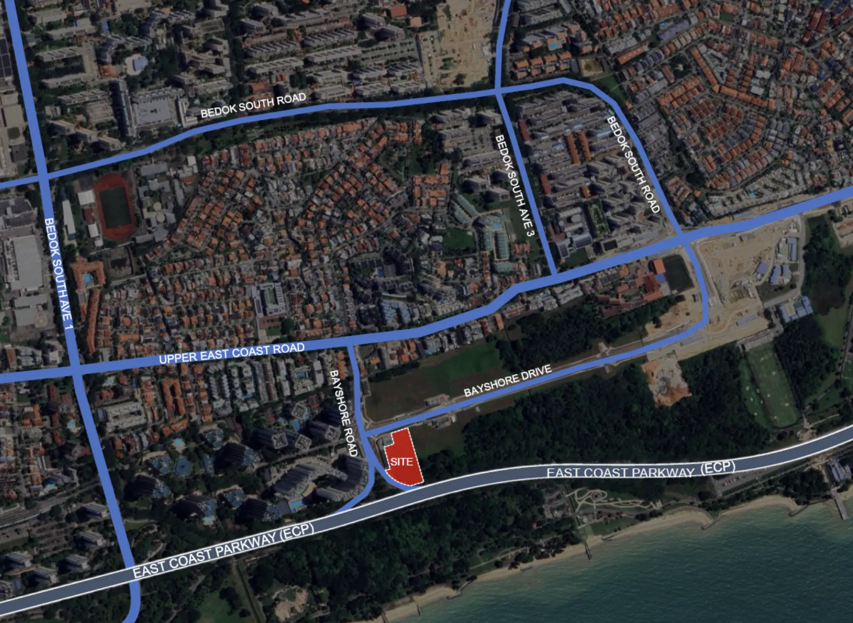 Satellite view of Vela Bay site